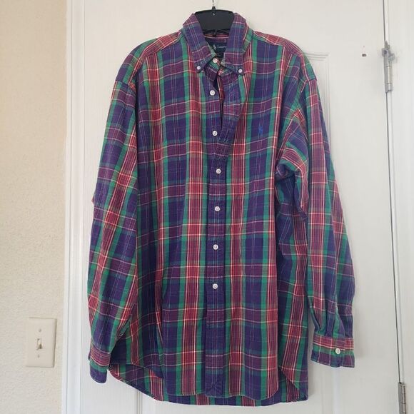 Ralph Lauren Blake plaid button up cotton shirt shirt L - Picture 1 of 4